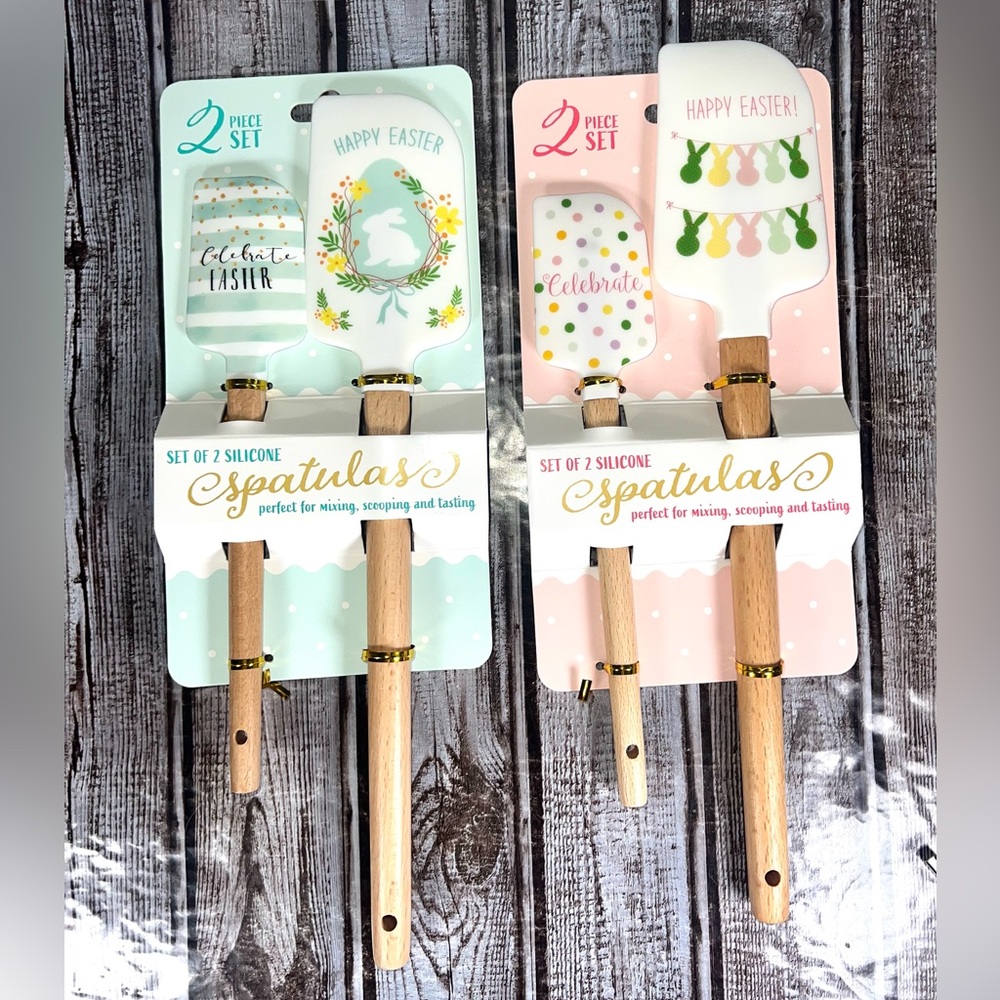 2 Sets Easter Silicone Spatula Set (2-Piece) – Bunny & Pastel Designs –‎ New